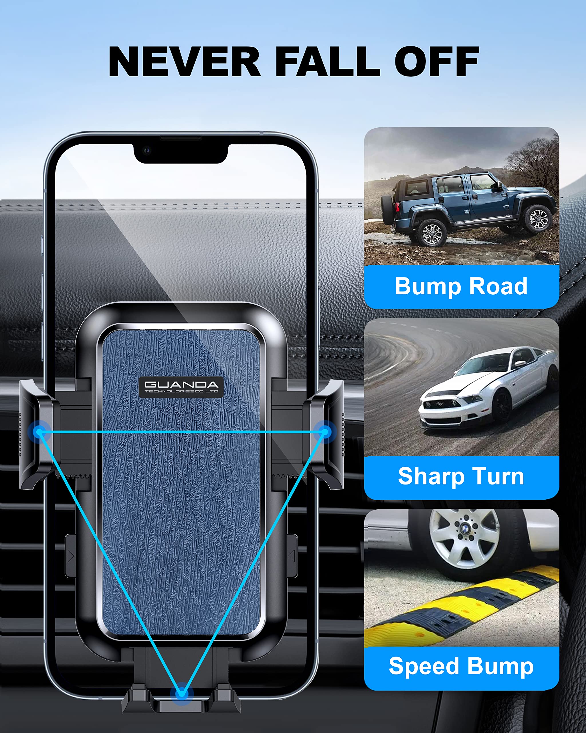 2025 Upgraded Car Vent Phone Mount - Adjustable 360° Rotation Hook Clip Holder for iPhone 15/14/13, Samsung Galaxy S23/S22 - Universal Phone Car Mount with Anti-Shake Design (Fits Thick Cases) - Perfect for Road Trips, Uber Drivers & Daily Commuting