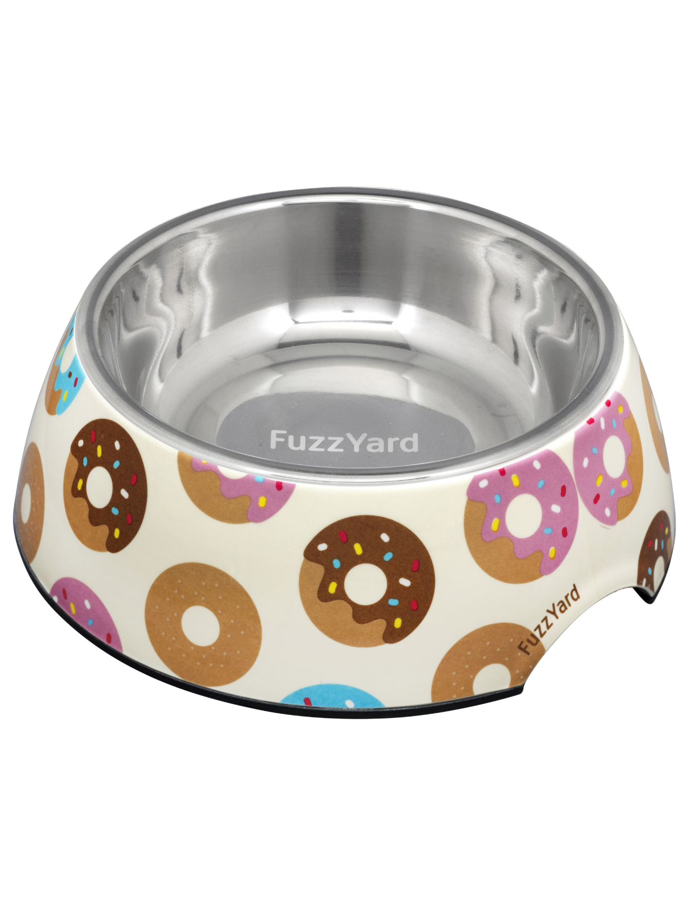 FuzzYard Easy Feeder Pet Bowl - Go Nuts For Donuts Melamine Dog Bowl (3 Sizes) - Non-Slip Pet Food Dish for Small, Medium & Large Dogs - Perfect for Home, Travel & Outdoor Use