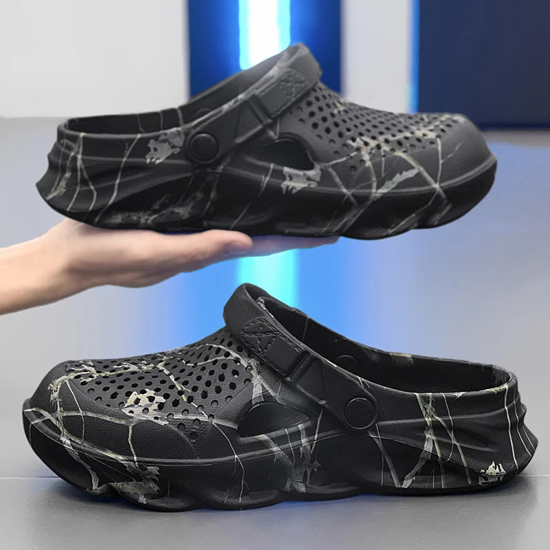 **Men's Summer Sandals - Breathable Holey Flip Flops & Clogs for Beach, Pool, and Casual Wear - Lightweight Comfortable Fashion Slippers**