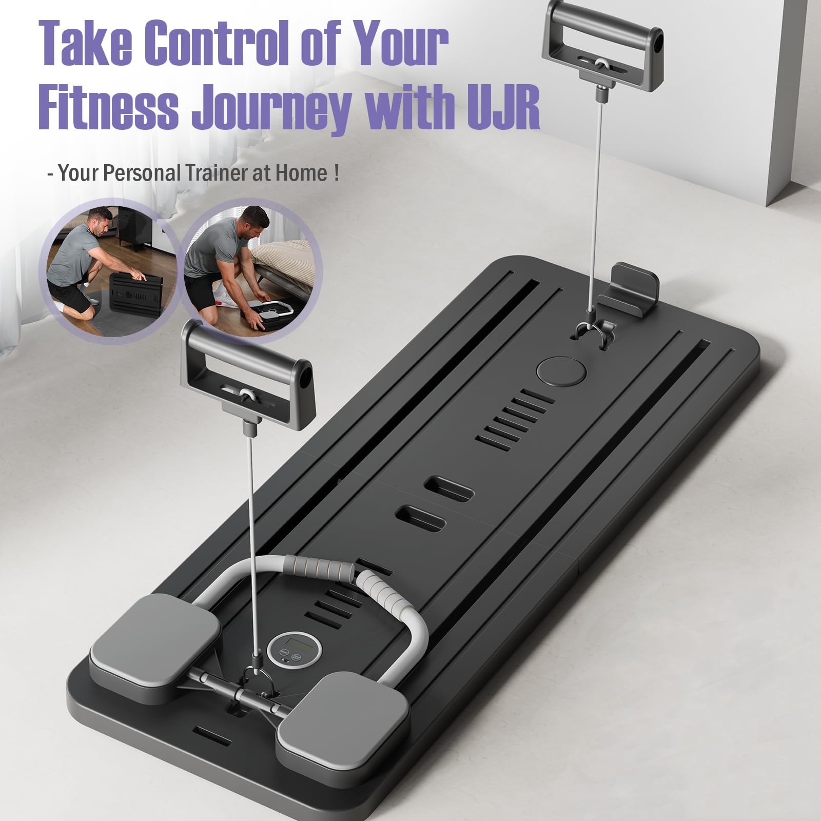 Premium 5-in-1 Foldable Pilates Reformer Board Set with Timer - Multi-Purpose Home Pilates Equipment for Core Strength & Full-Body Workouts | Perfect for Home Gym, Physical Therapy & Fitness Training (Black)