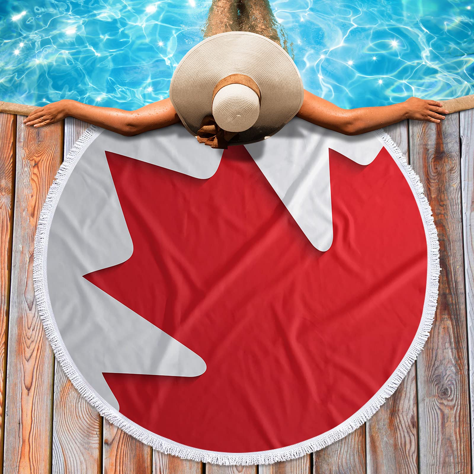 Oversized Round Microfiber Beach Towel with Tassels - Quick Dry, Absorbent & Sand-Free - 59