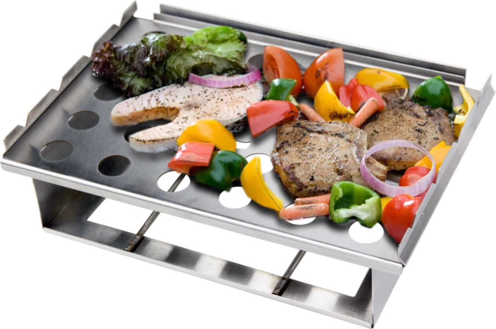 MAN-5GT1 Multi-Function BBQ Grill Topper - Heavy Duty Stainless Steel Cooking Grid for Grilling Vegetables, Meats & Seafood - Perfect for Outdoor Camping, Backyard Parties & Tailgating