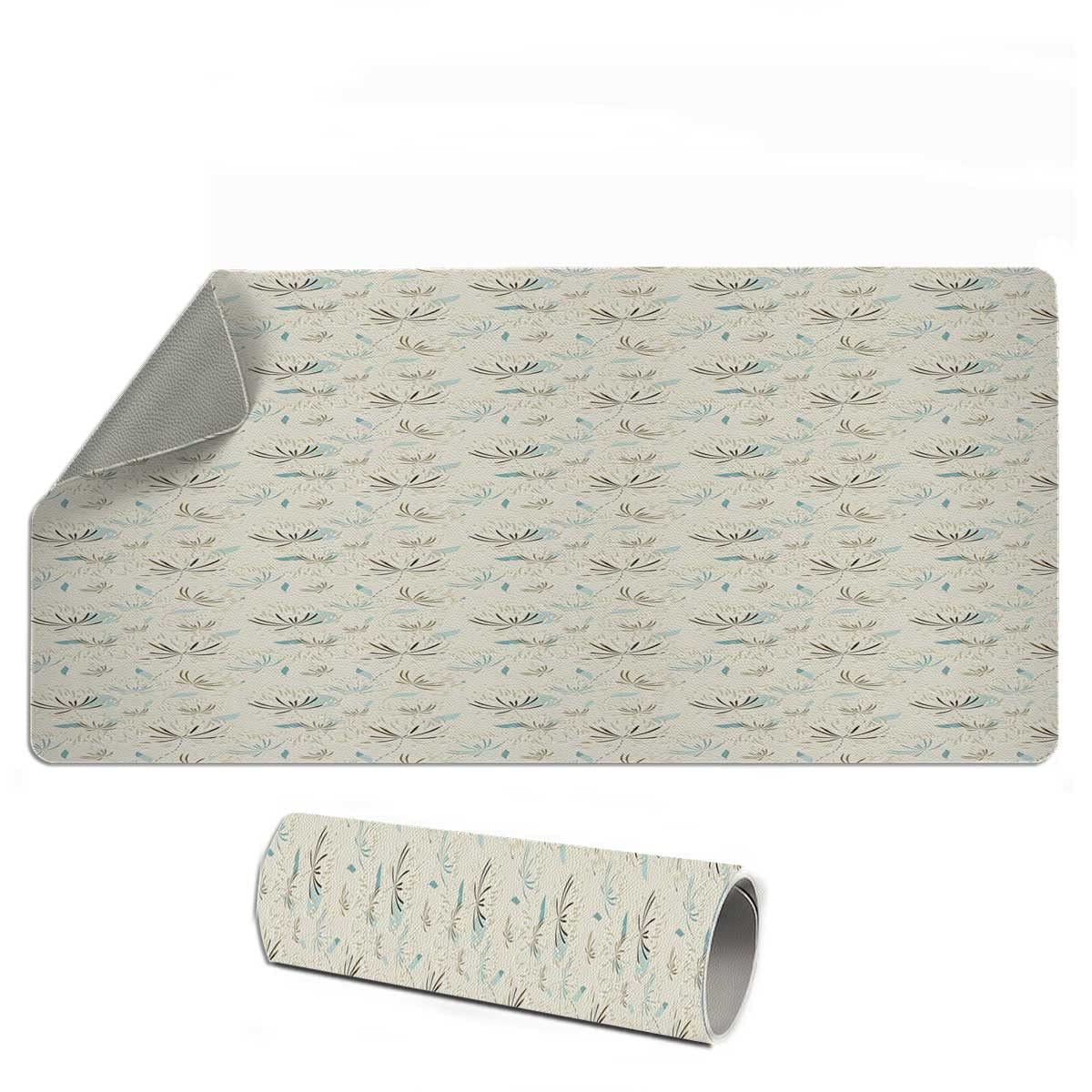 Premium PU Leather Desk Pad - Waterproof Office & Home Writing Mat with Classic Floral Design (24