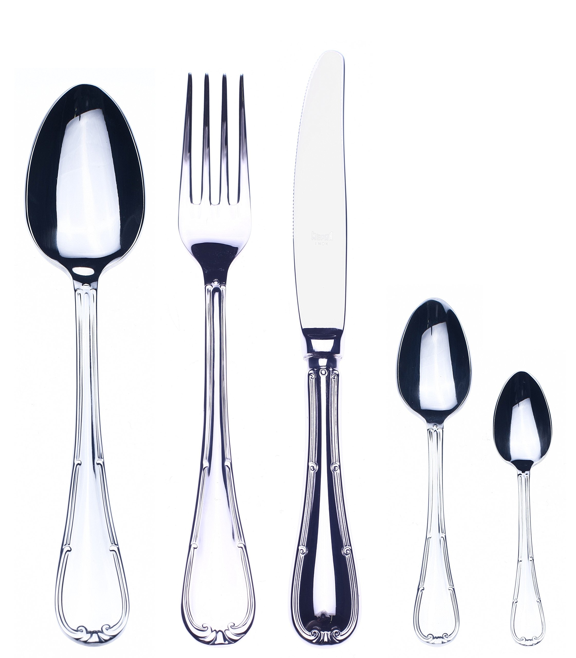 Premium MEPRA Stainless Steel Flatware Set - 20-Piece Silverware Cutlery Set for Dining, Kitchen & Entertaining - Elegant Tableware for Restaurants, Weddings & Everyday Use