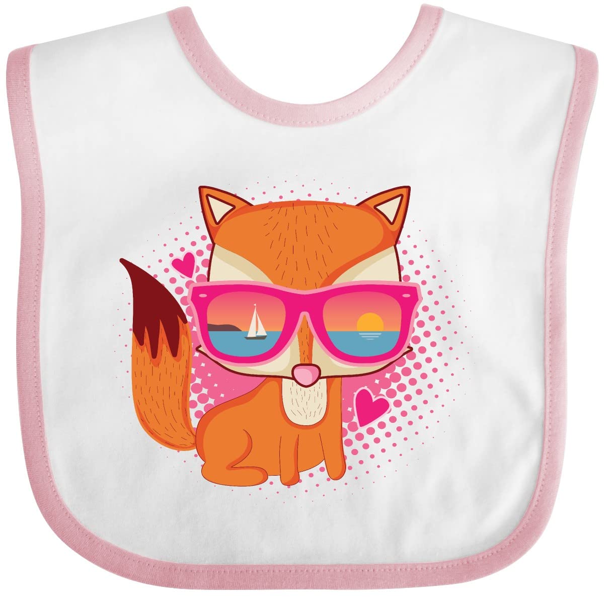 Inktastic Fox Beach Sunglasses Baby Bib - Cute Fox Design for Infants & Toddlers - Perfect for Beach Outings, Pool Parties & Summer Fun