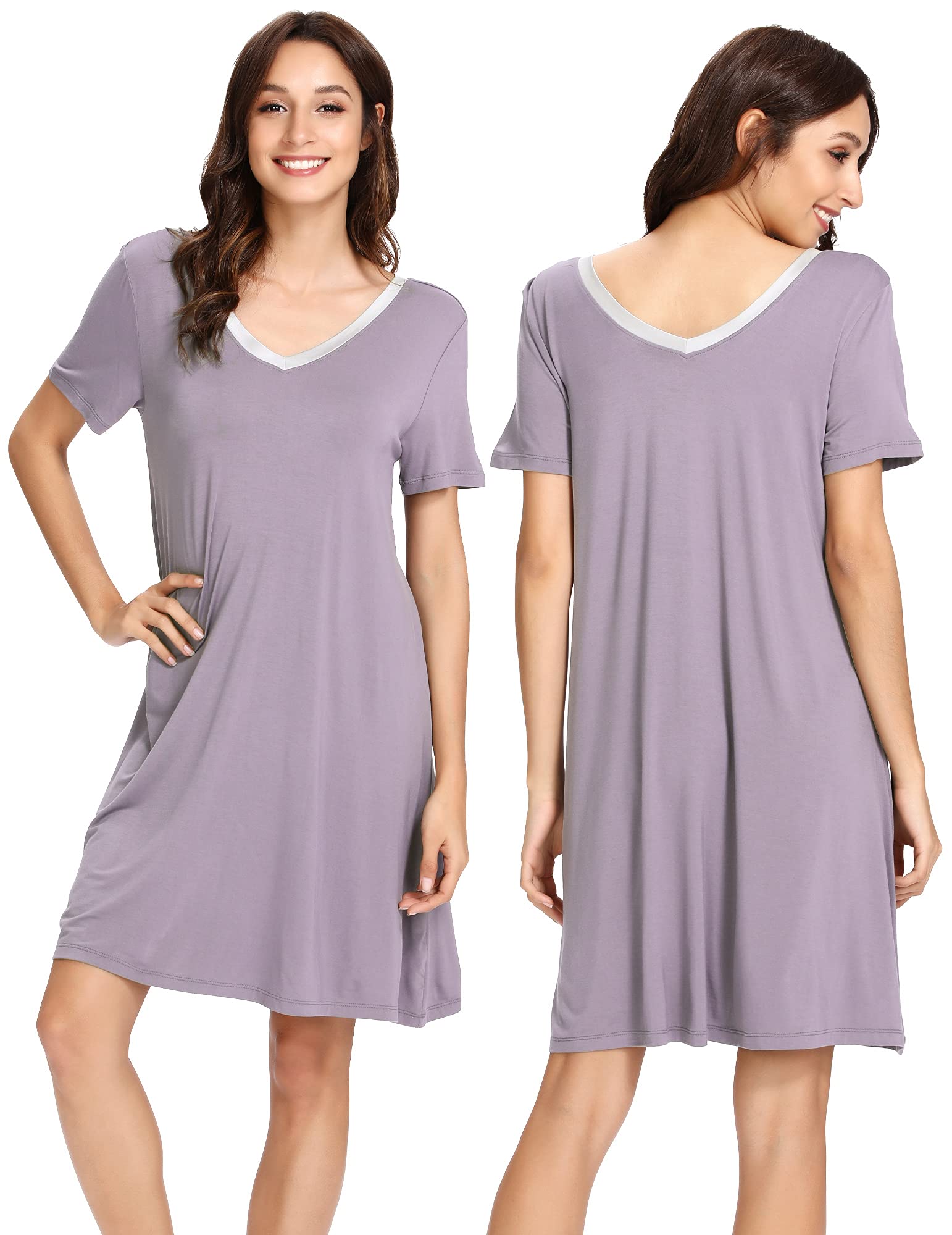 Soft Viscose Bamboo Nightgowns for Women - Breathable Plus Size Sleep Shirts & Short Sleeve Pajamas (Sizes S-4X) - Perfect for Summer Nights, Lounging & Comfortable Sleepwear