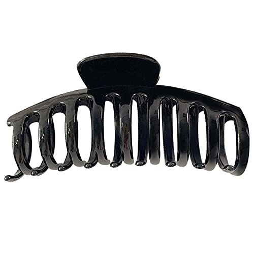 4.3 Inch Non-Slip Big Hair Claw Clip for Women & Girls - Strong Hold Plastic Jumbo Hair Clips for Thick Hair, French Design Hair Styling Accessories (Black) - Perfect for Workouts, Office & Everyday Hairstyles