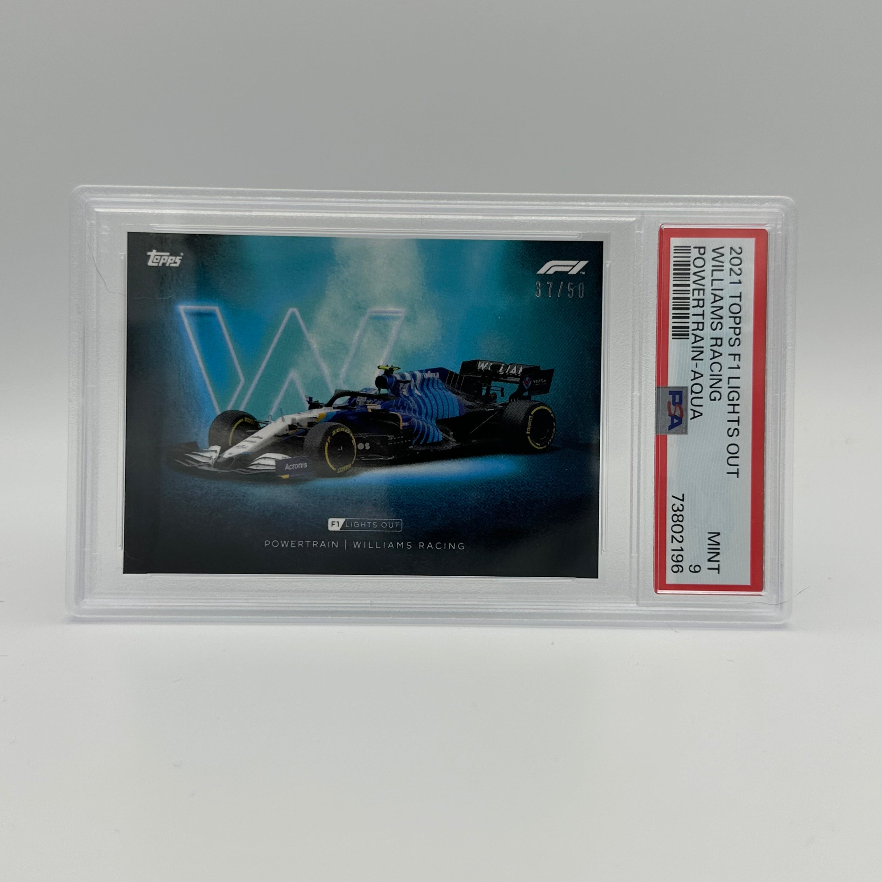PSA 9 Graded 37/50 Williams Racing Powertrain Aqua Trading Card - Perfect for Collectors, Racing Fans, and Memorabilia Displays