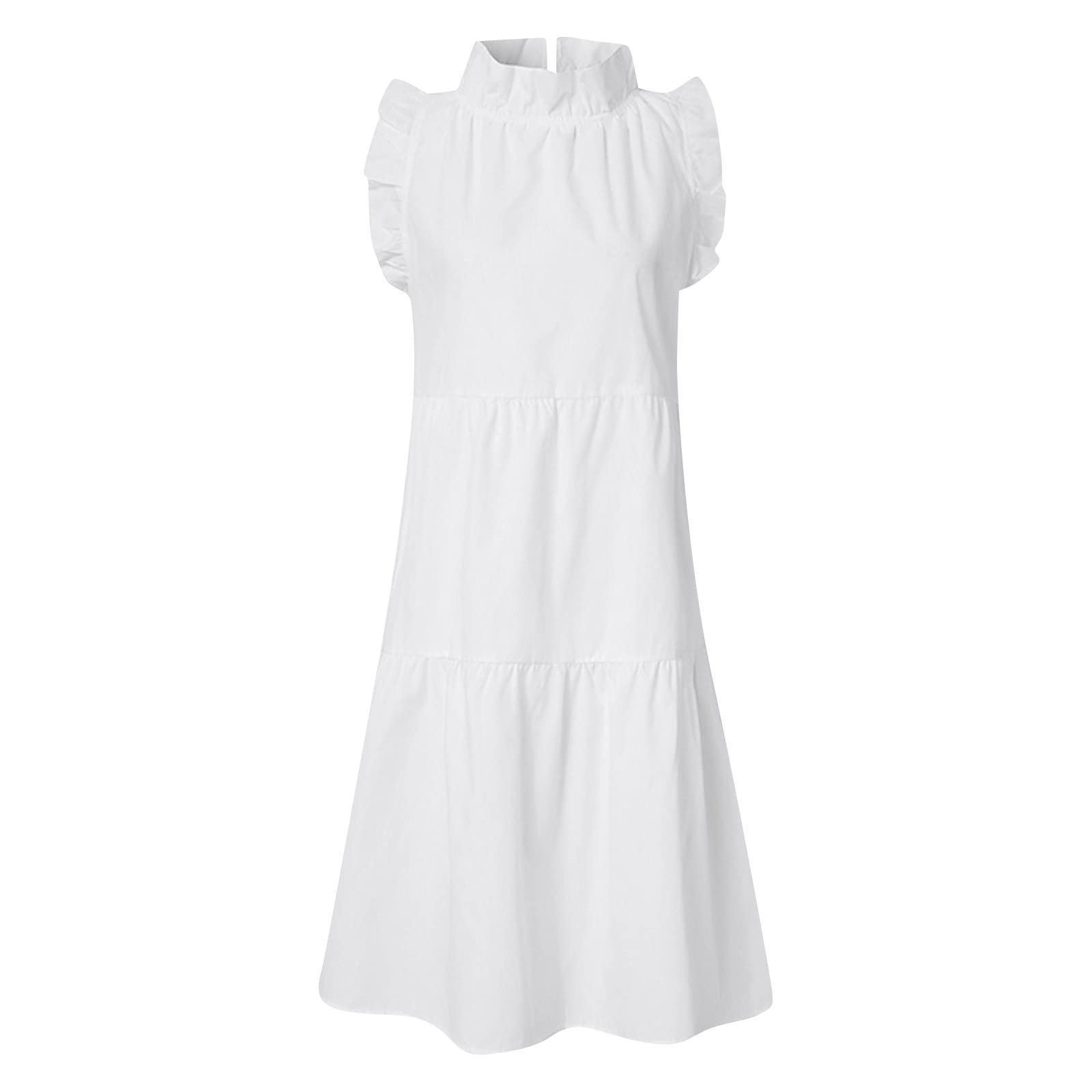 WSHEMV Women's A-Line Sleeveless Ruffled Mini Dress - Flowy Casual Summer & Spring Dress for Beach, Party & Daily Wear