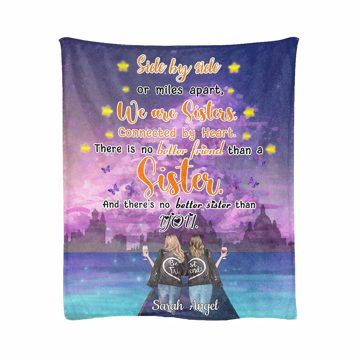 Custom Sister Blanket - Personalized Fleece Throw for Bed & Sofa