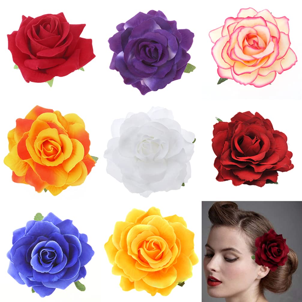 Uonlytech 2-in-1 Rose Flower Hair Clip & Brooch - Large Artificial Fabric Rose Hair Accessories for Women, Girls, Bridal Party - Perfect for Weddings, Prom, Parties & Special Occasions (Sky Blue)