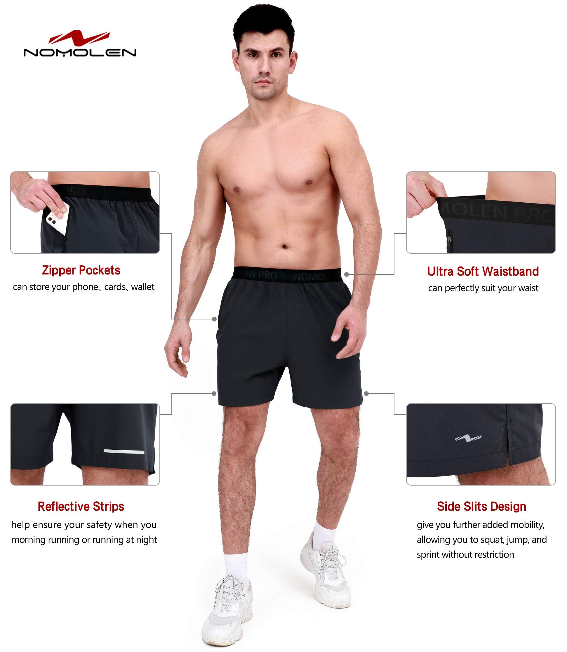 Men's 5 Inch Inseam Athletic Shorts - Lightweight Quick-Dry Gym Workout Running Shorts with Zipper Pockets | Perfect for Training, Jogging & Casual Wear