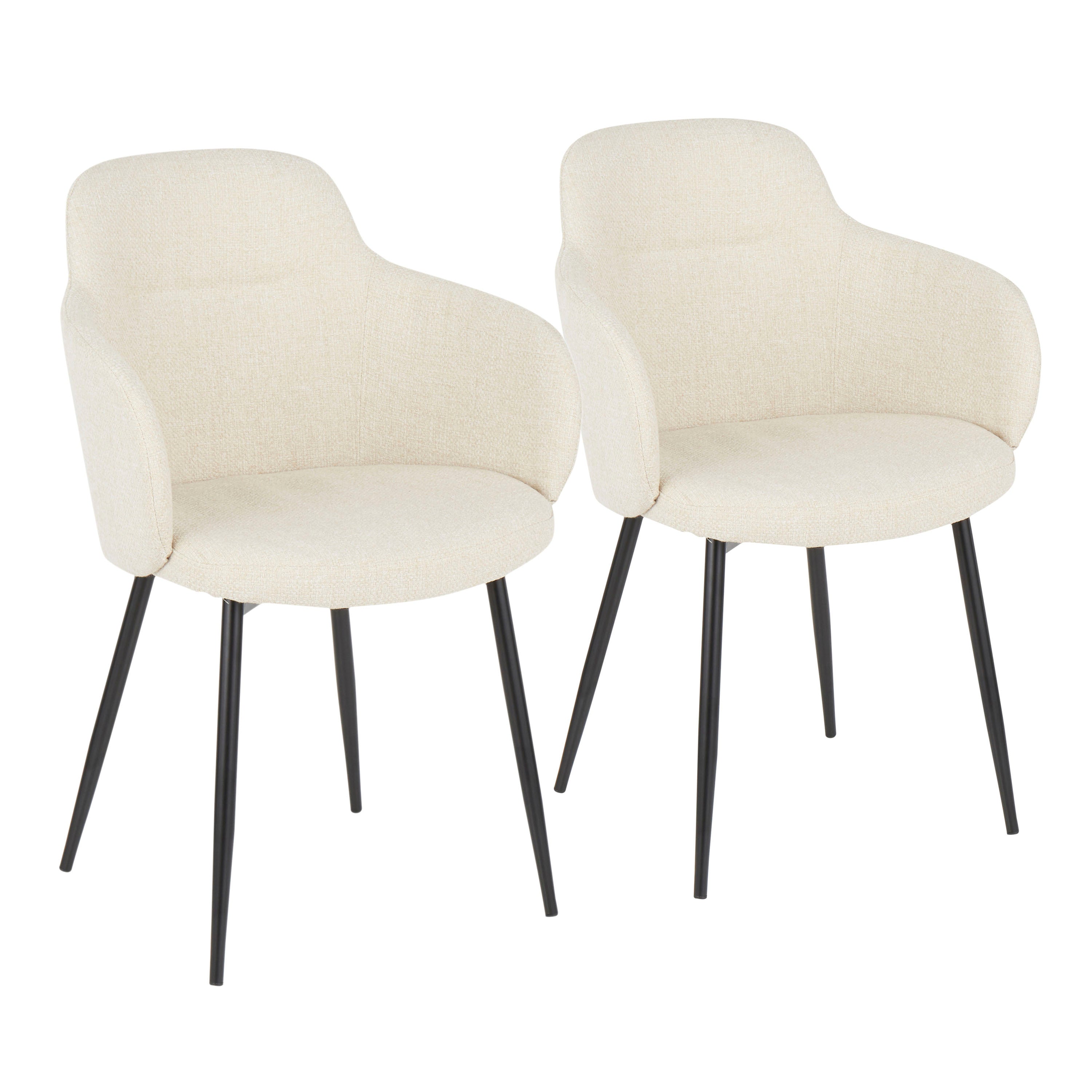 LumiSource Boyne Contemporary Accent Chair Set of 2 - Black Metal Frame with Cream Fabric Upholstery, Modern Living Room Lounge Chair for Home Office, Bedroom or Reading Nook