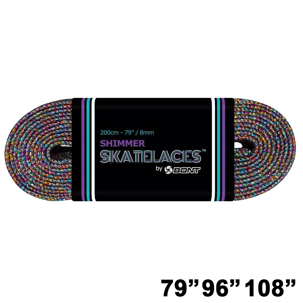 Bont Shimmer Waxed Lace - 8mm Unicorn Rainbow Shoelaces for Skates & Roller Derby - Perfect for Figure Skating, Roller Skating & Costume Accessories