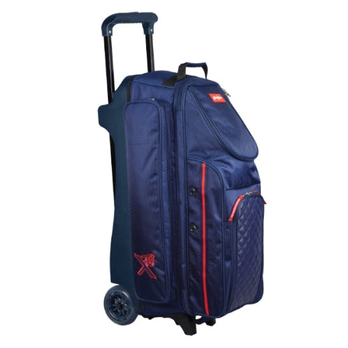 KR Strikeforce Diamond Triple Roller Navy 3 Bowling Ball Roller Bag - Premium Bowling Equipment for Tournaments & League Play - Durable Travel Case with Wheels for Easy Transport