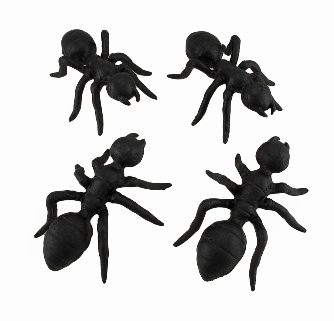 Zeckos Set of 4 Black Cast Iron Ant Statues - Realistic Insect Decor Figures for Garden, Home, and Office Decoration