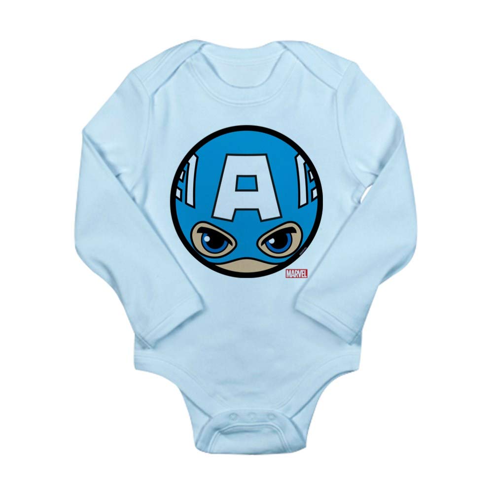 Captain America Icon Long Sleeve Baby Bodysuit - Marvel Superhero Infant Onesie for Boys & Girls - Perfect for Cosplay, Birthday & Holiday Gifts