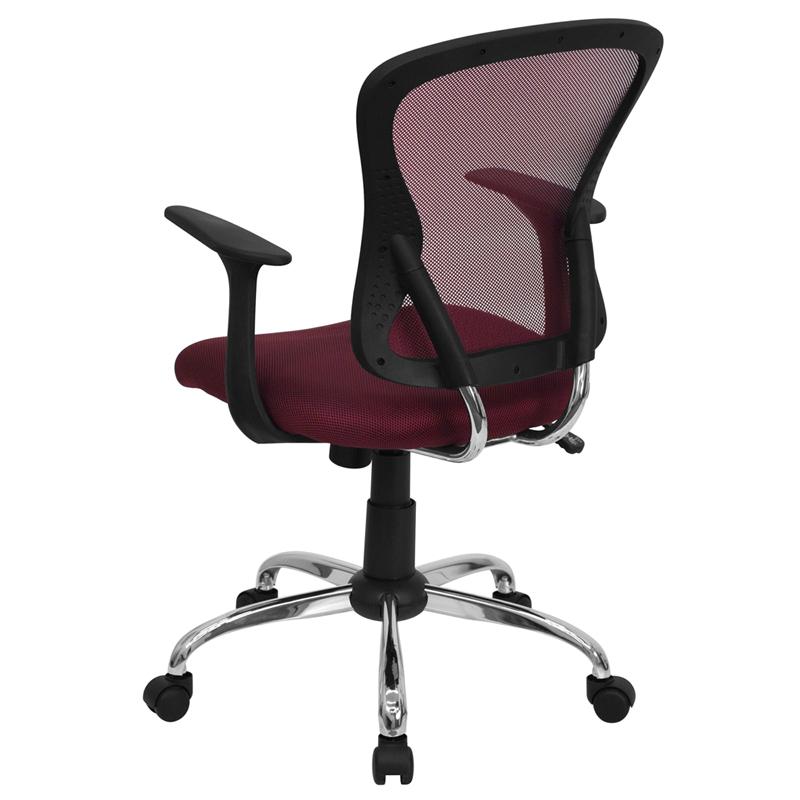 FLASH Alfred Mid Back Black Mesh Swivel Task Office Chair with Chrome Base and Arms - Ergonomic Desk Chair for Home Office, Computer Work & Gaming