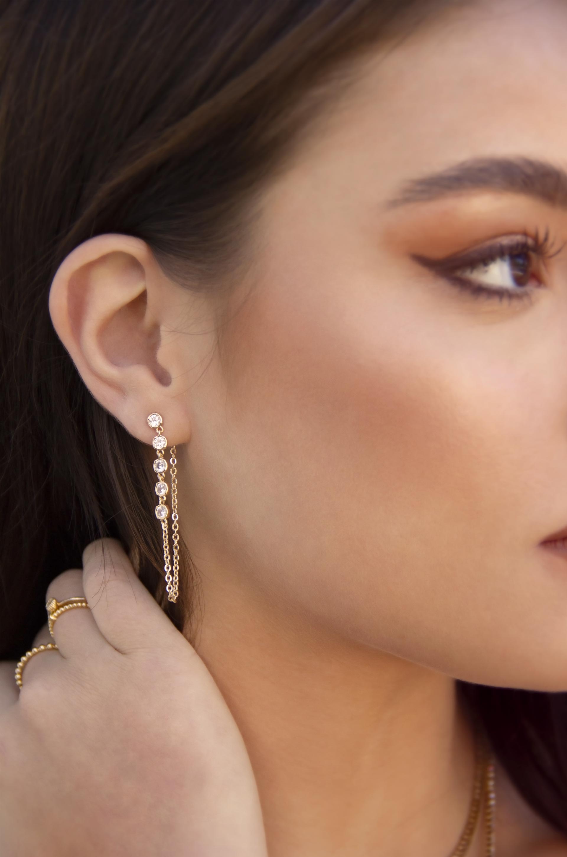 Crystal Chain Dangle Earrings for Women - Elegant Drop Earrings for Party, Wedding & Evening Wear