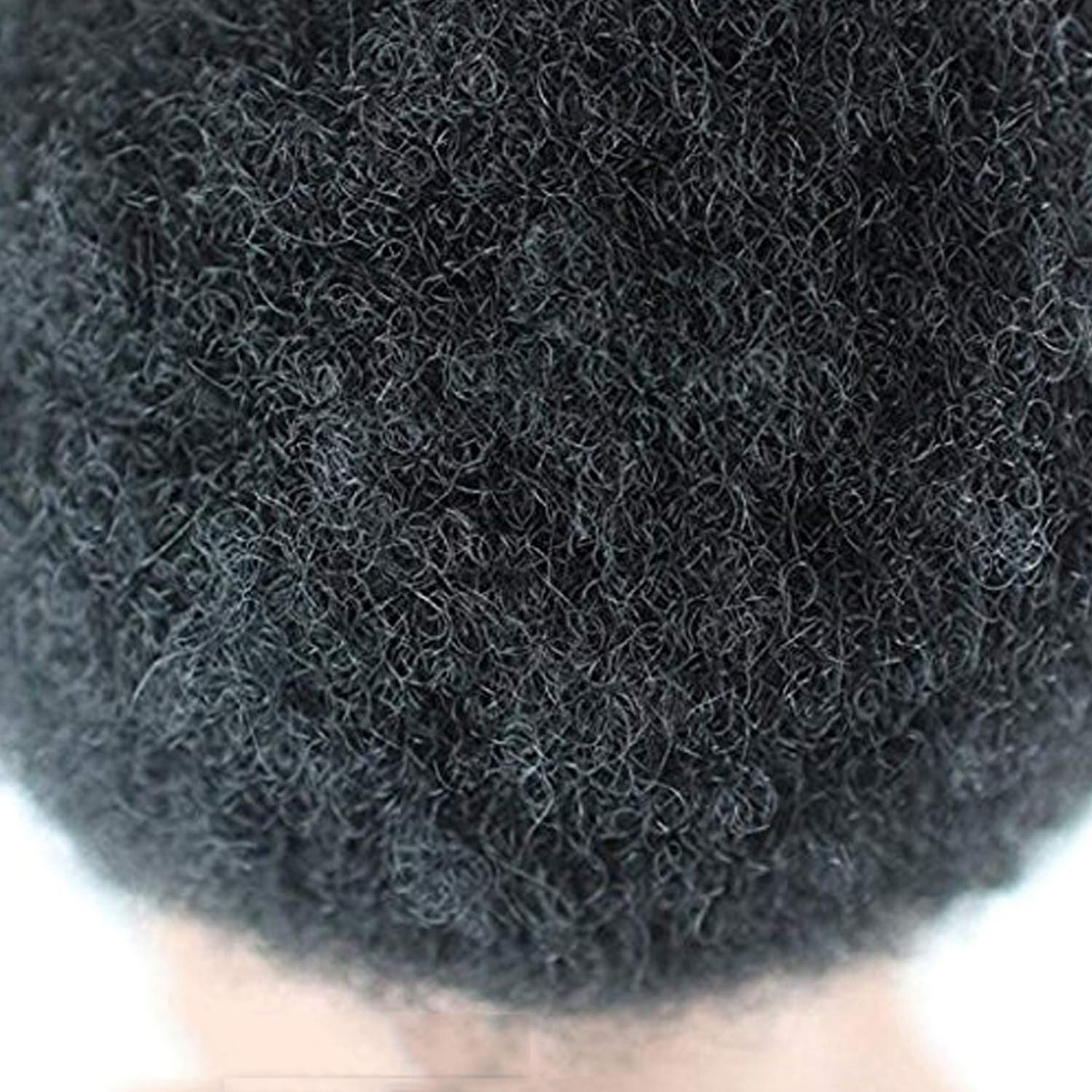 Rossy&Nancy Brazilian Virgin Human Hair Afro Curl Toupee 10x8 Inch - Natural Black Men's Hairpiece System (#1 Jet Black) for Daily Wear & Special Occasions