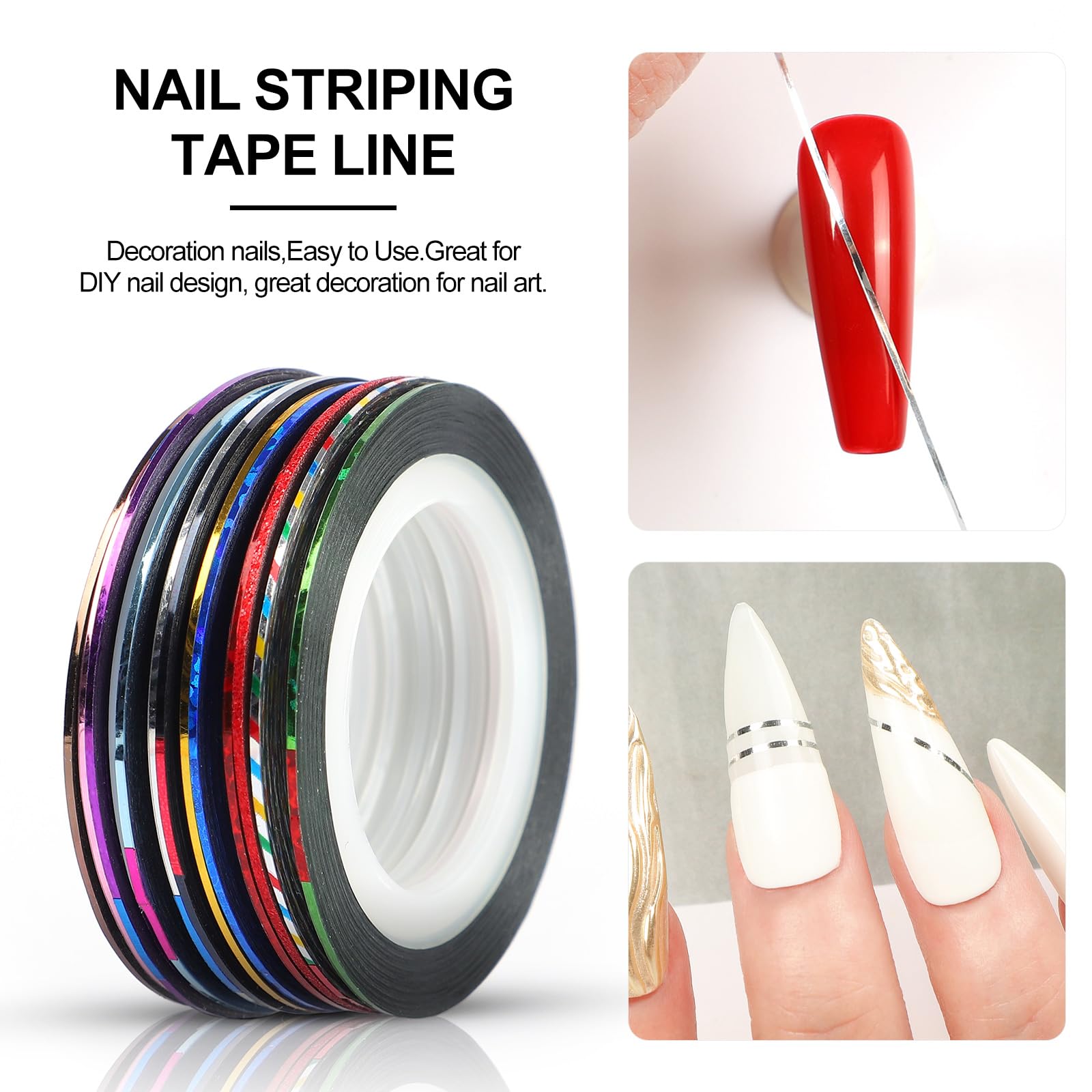 Black Nail Art Striping Tape - DIY Nail Design Decorative Stickers for Professional Manicures | Perfect for Salon, Home Use & Nail Art Enthusiasts