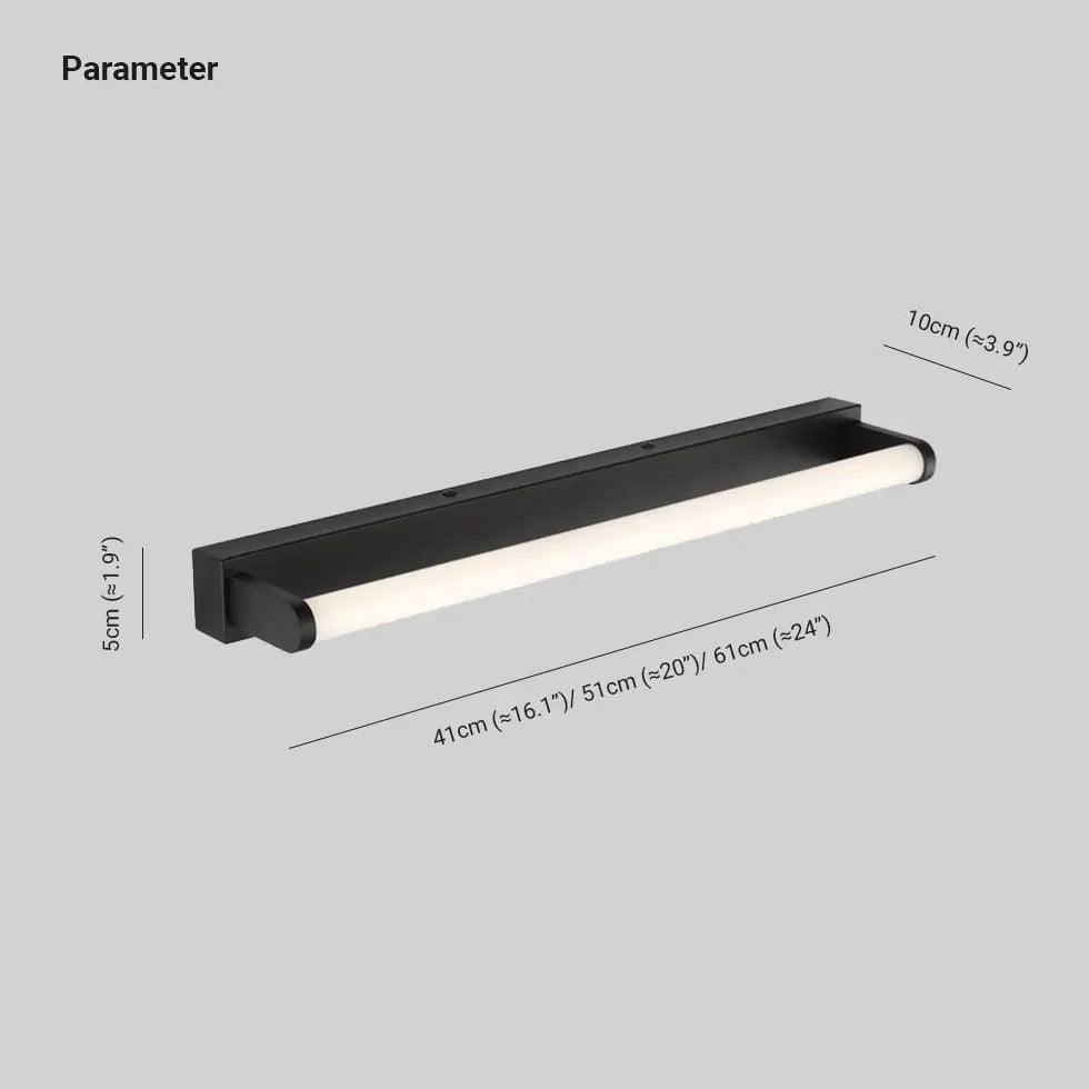 Black LED Tube Wall Lights for Bathroom - Modern Waterproof Vanity Lighting for Mirror, Shower, and Makeup Area