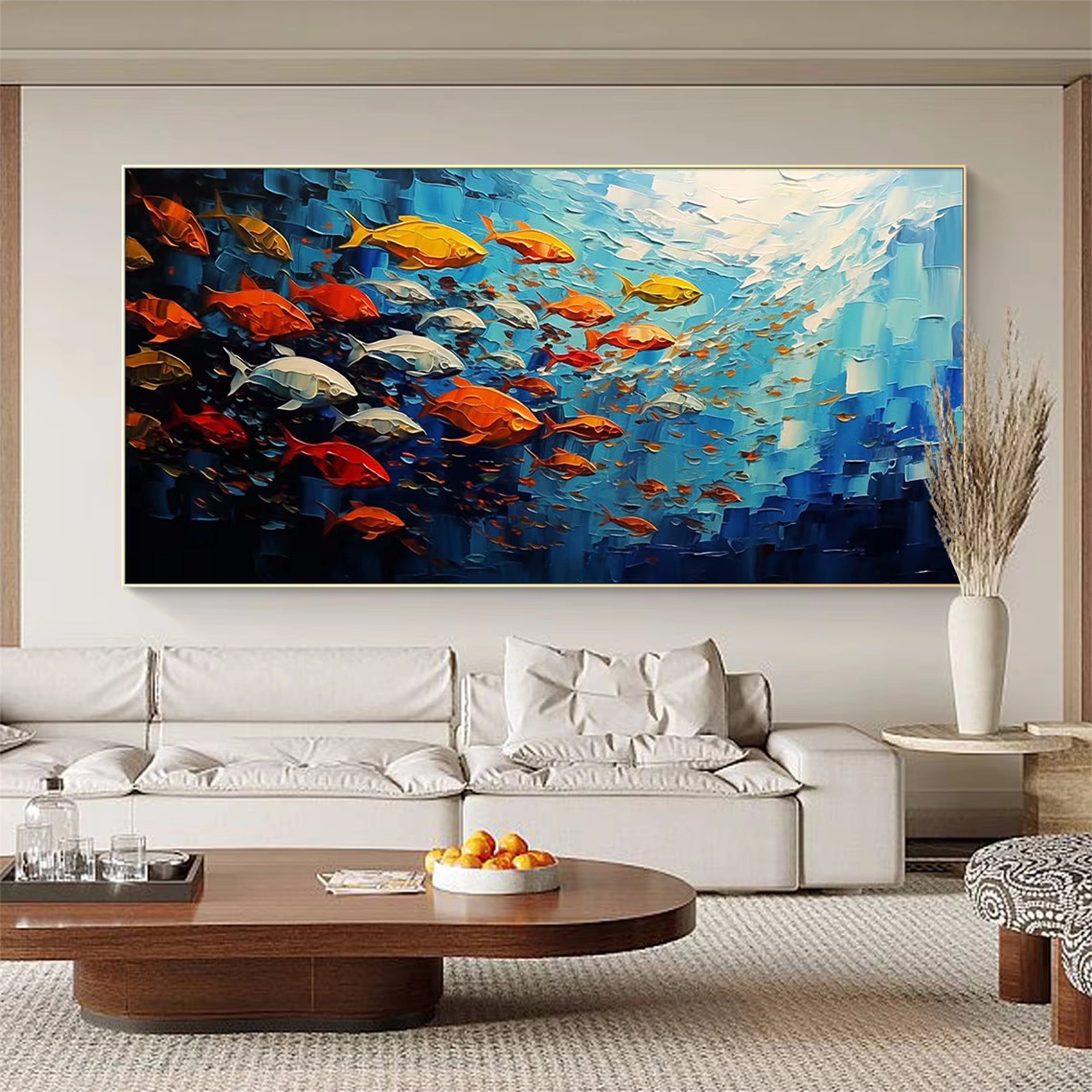 Ocean And Sky Painting #OS 101 - Handmade Canvas Wall Art for Home & Office Decor - Perfect for Living Room, Bedroom, or Office Wall Decor