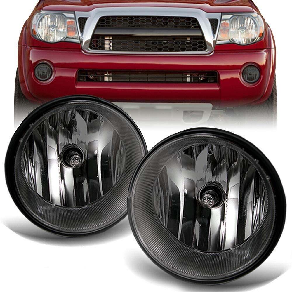 Riseking Smoked Bumper Fog Lights Kit with Bulb & Switch - LH+RH Pair R140-5 (FL-CL-TTA05-SM RII17734) - Perfect for Off-Roading, Night Driving & Vehicle Customization