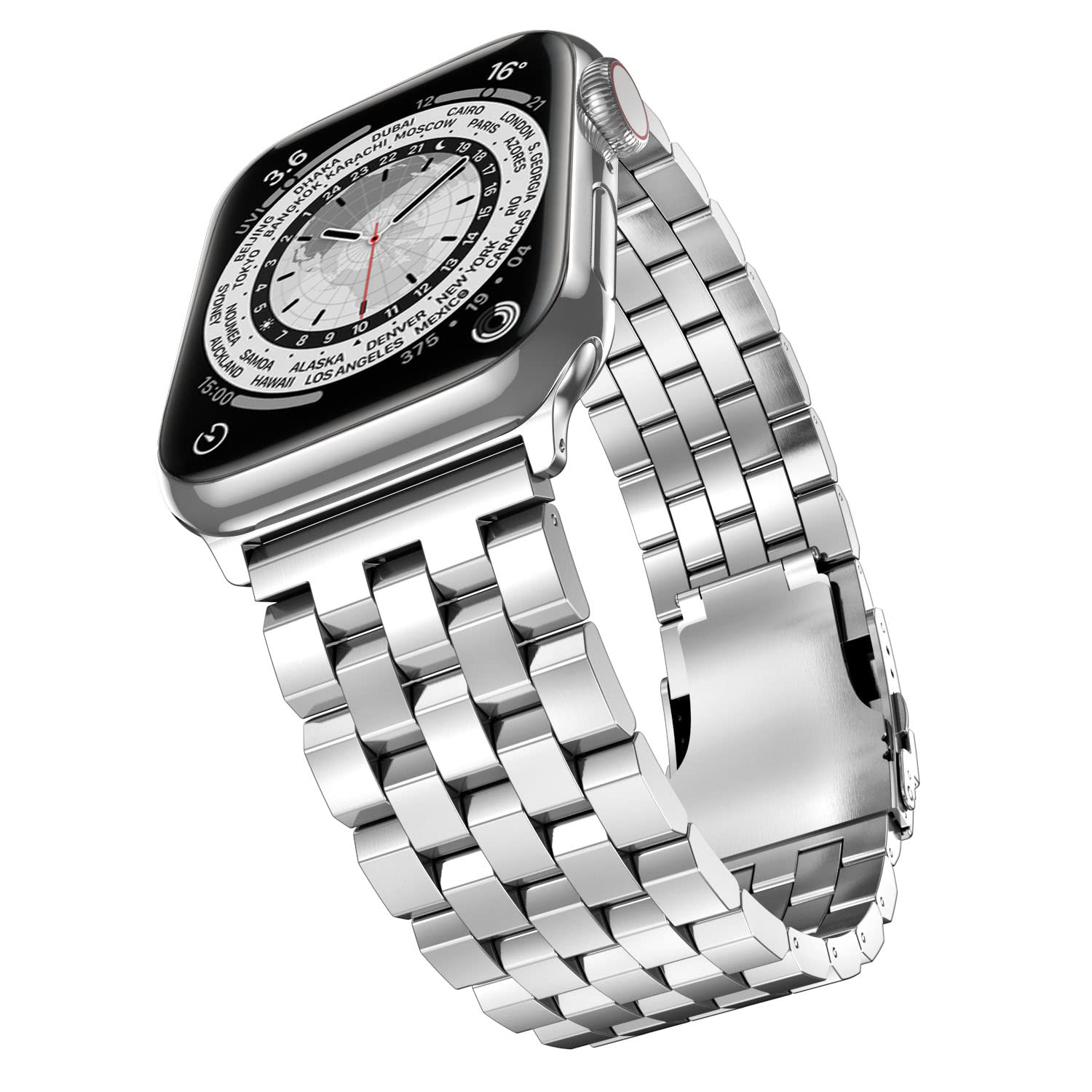 Hallsen Premium Stainless Steel Metal Band for Apple Watch Series 1/2/3/4/5/6/7/SE - Compatible with 38mm/40mm/41mm/42mm/44mm/45mm - Durable Luxury Watch Strap for Men & Women - Perfect for Work, Gym & Everyday Wear