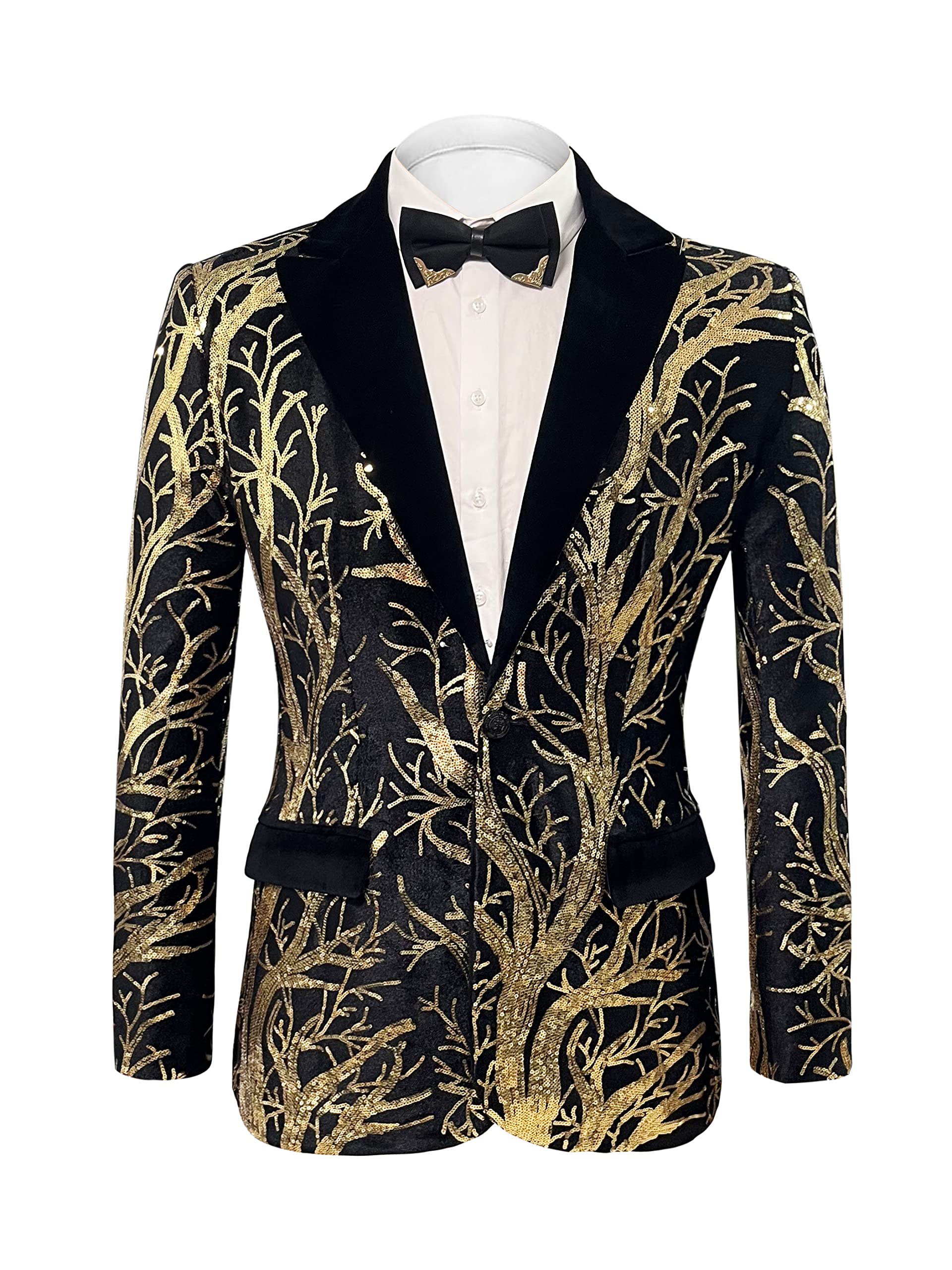 Men's Sequined Floral Blazer Suit Jacket - Elegant Lapel Tuxedo for Wedding, Prom, Party & Banquet | Formal Occasions & Special Events