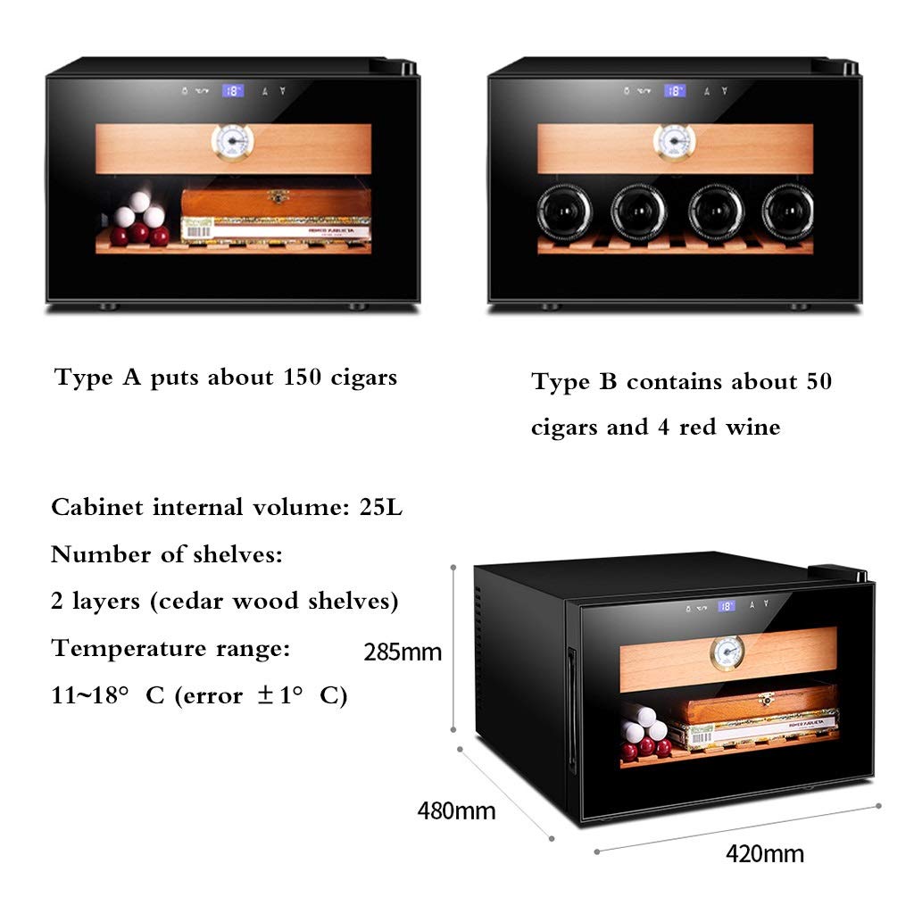 Premium Dual-Zone Cigar Humidor & Wine Cooler with Cedar Wood Shelves - Built-in Temperature Control for Optimal Storage (46 x 56.5 x 35.5cm, Black) - Perfect for Home Bars, Man Caves & Luxury Cigar Collections