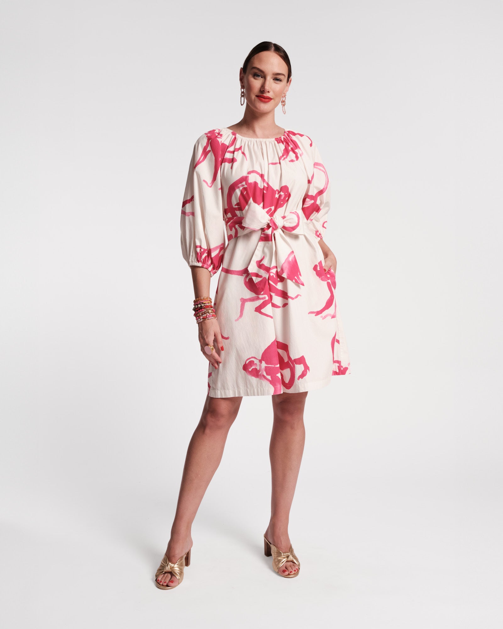 Bliss Mini Dress - Pink Monkey Print Flowy Summer Dress for Women | Casual & Party Wear | Perfect for Beach, Vacation, and Date Nights