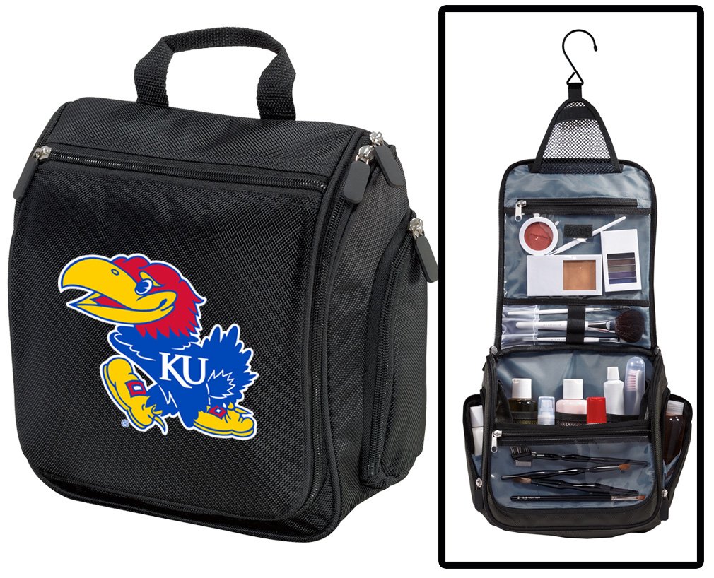 University of Kansas Jayhawks Toiletry Bag - Hanging Travel Shaving Kit for Men & Women - Perfect for College Dorms, Gym, Camping & Road Trips