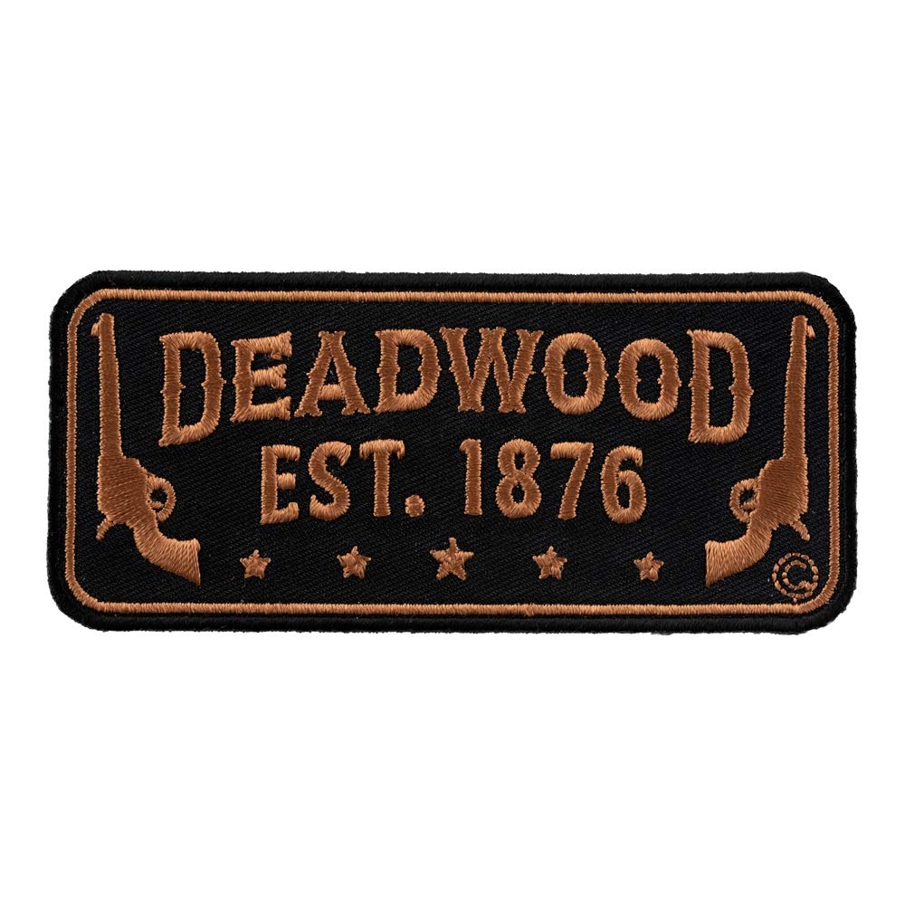 Deadwood South Dakota Black & Brown Guns Travel Patch - X-Small | Vintage Style Embroidered Badge for Jackets, Bags & Hats | Perfect for Travelers & Collectors
