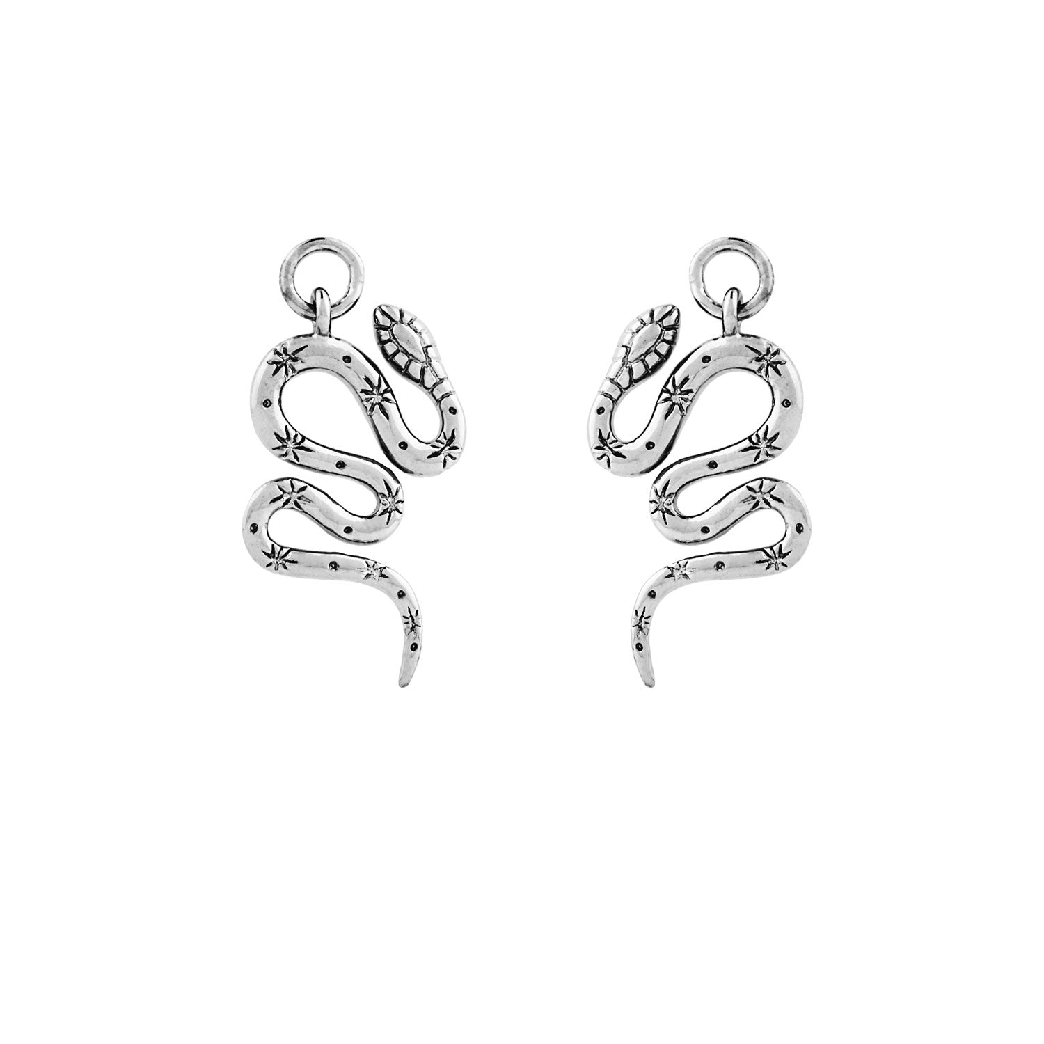 Mystic Serpent Ear Charms for Women - Sterling Silver Snake Earrings for Pierced Ears - Boho Gothic Jewelry for Parties, Halloween, and Everyday Wear