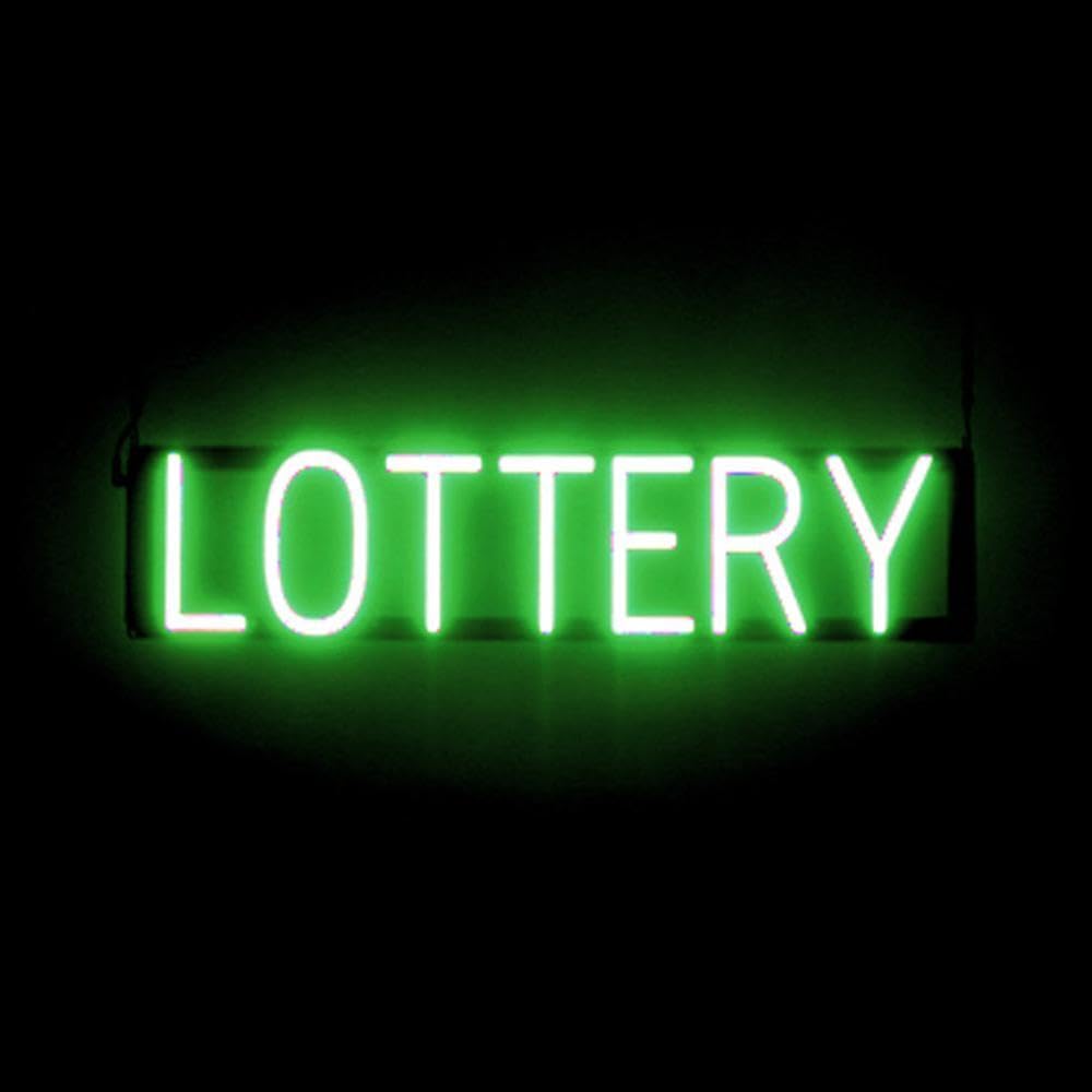 SpellBrite LED Lottery Sign for Businesses - 27.4x6.3 Inch Neon-Style Gaming Sign with Bright Green Lights - Perfect for Casinos, Bars, and Game Rooms