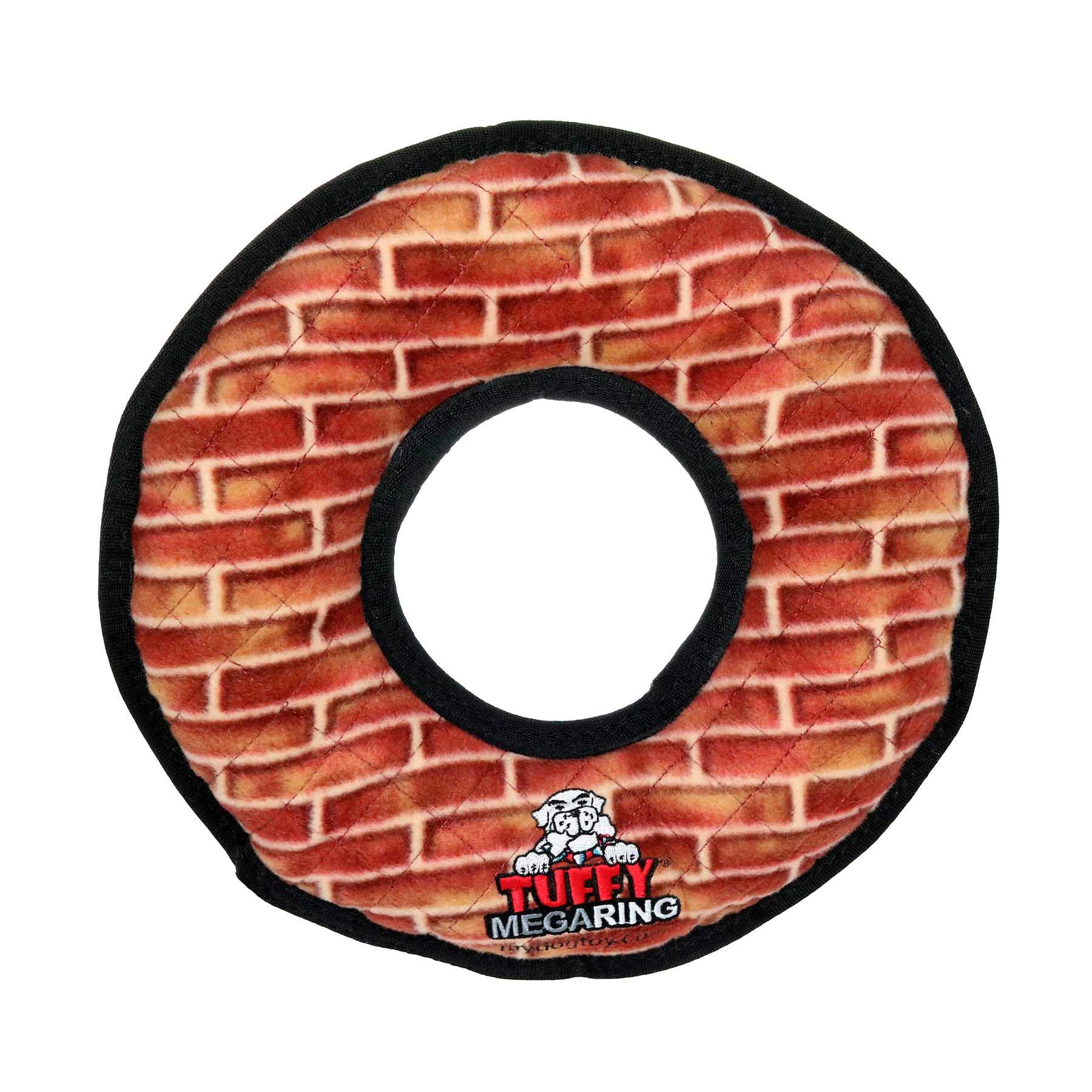 TUFFY - World's Toughest Soft Dog Toy - MEGA Ring with Squeakers - Multi-Layer Durable Design for Aggressive Chewers - Interactive Play for Tug, Toss & Fetch - Machine Washable & Floats - Perfect for Outdoor Play & Water Fun (Regular 2 Pack, Brick)