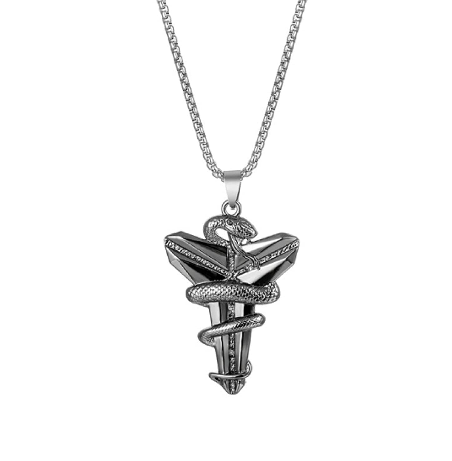 Kobe Bryant Memorial Necklace - Stainless Steel Basketball Star Pendant, Black Mamba Tribute Jewelry for Men & Women - Perfect for NBA Fans, Gifts & Basketball Game Days (Black)