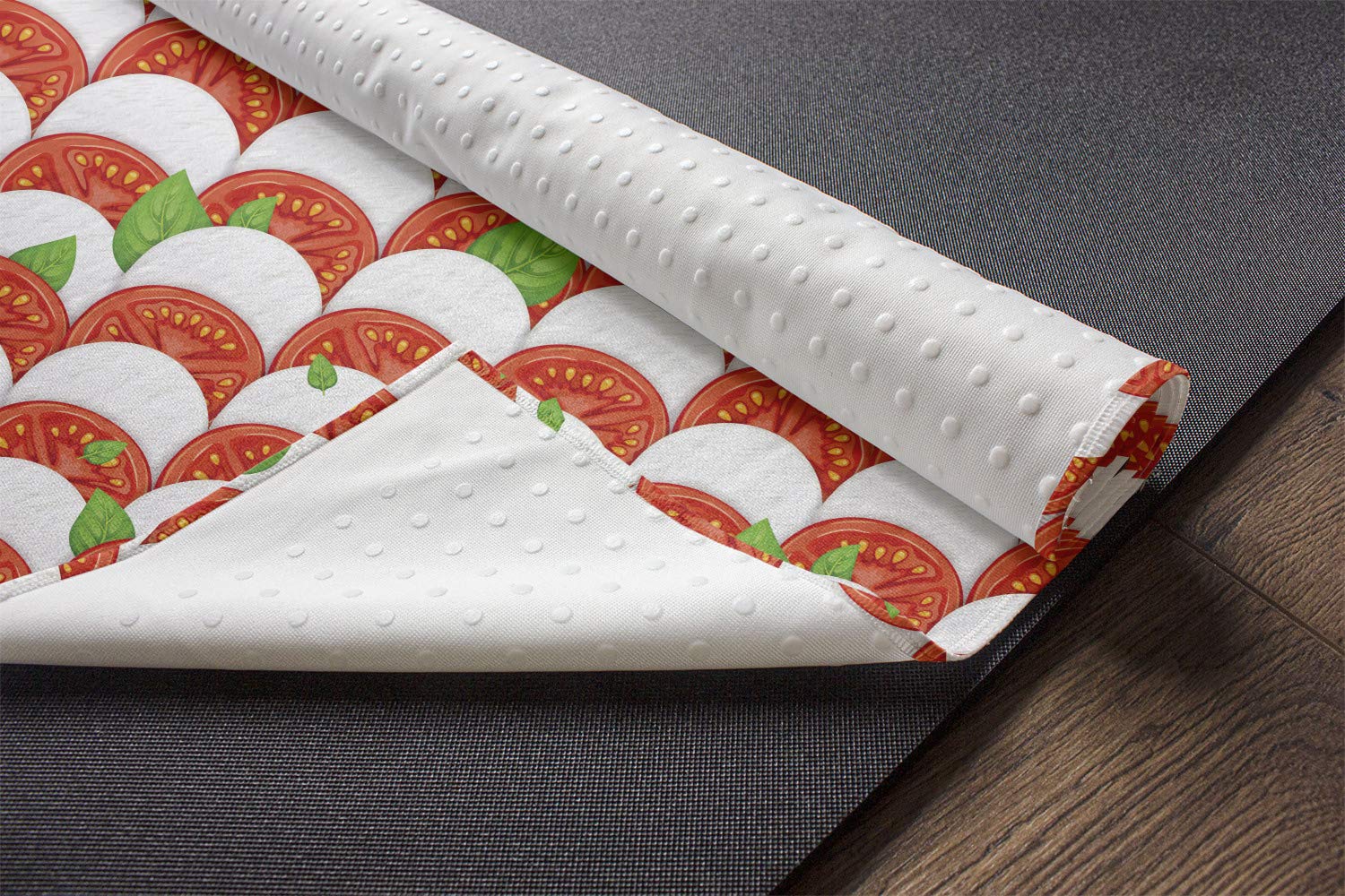 Ambesonne Non-Slip Yoga Mat Towel - Pizza Themed with Mozzarella, Tomatoes & Basil Design - 25