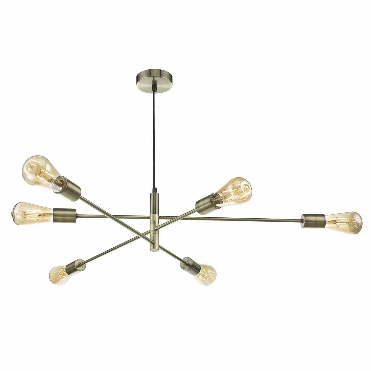 Alana 6-Light Chandelier - Antique Brass, Matt Grey, Black, Polished Gold & Satin Chrome Finish - Perfect for Dining Room, Living Room & Bedroom Lighting