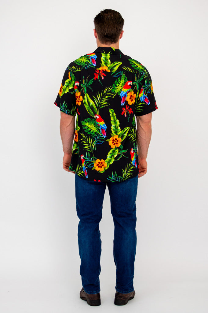 Dinosaur Print T-Shirt for Men & Women | Parrot Design | Eco-Friendly Woven Bamboo Fabric | Casual Wear & Outdoor Activities