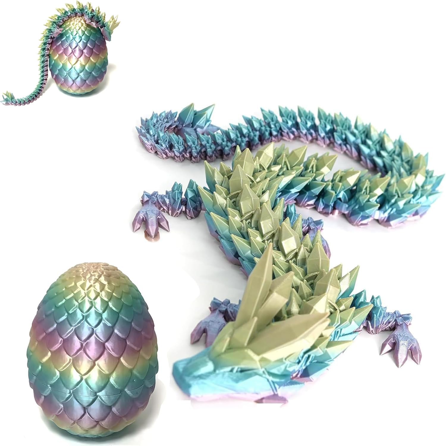 3D Printed Dragon Egg with Articulated Dragon Inside - Mysterious Fidget Toy for Stress Relief, Home Desk Decor, Easter Gift & Surprise Dinosaur Egg for Kids & Collectors | Perfect for Fantasy Lovers, Office Decor & Sensory Play