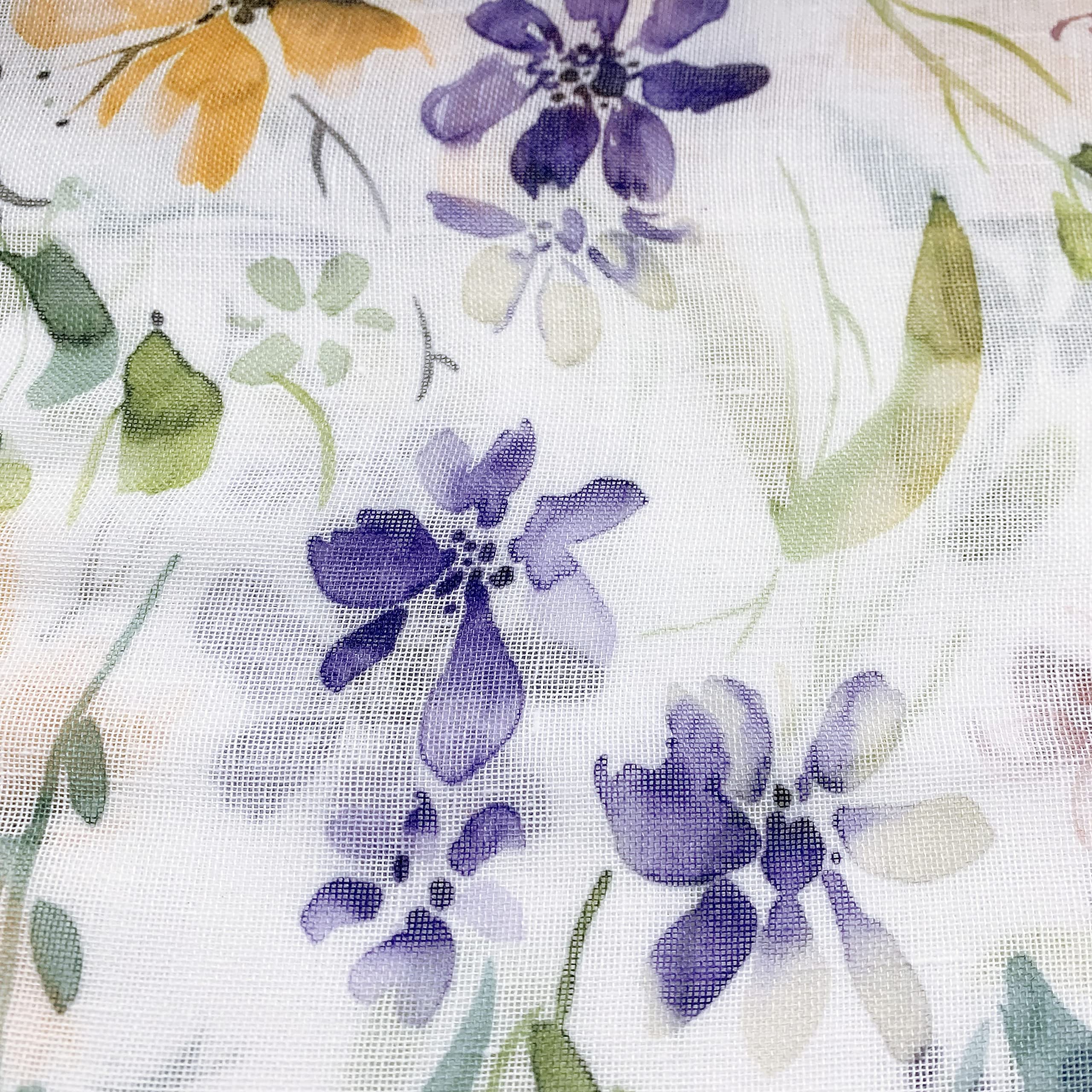 Fragrantex Purple Floral Print Kitchen Curtains - 2 Panels, 28