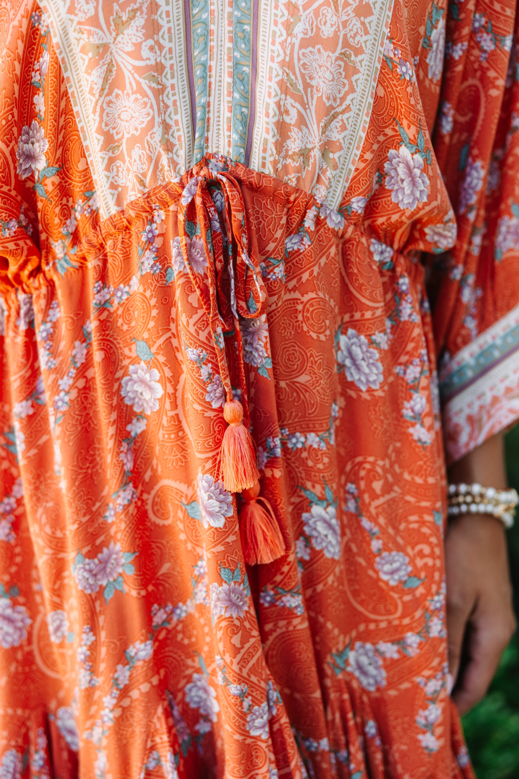 Rust Orange Floral Dress for Women - Elegant Boho Summer Maxi Dress with Pockets | Perfect for Beach Vacations, Date Nights & Outdoor Weddings