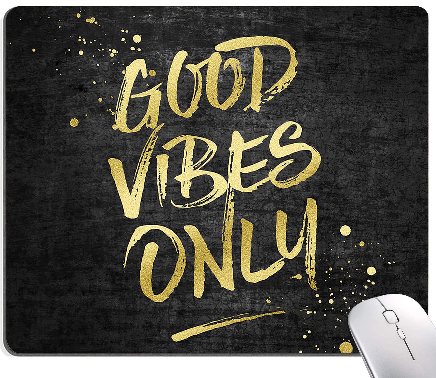 Motivational Mouse Pad with Inspirational Quotes - Non-Slip Rubber Base, Waterproof Square Mouse Mat for Office & Home Laptop Use - Hokafenle Mouse Pad (Good Vibes Only) - Perfect for Work Desks, Gaming Setups & Home Offices