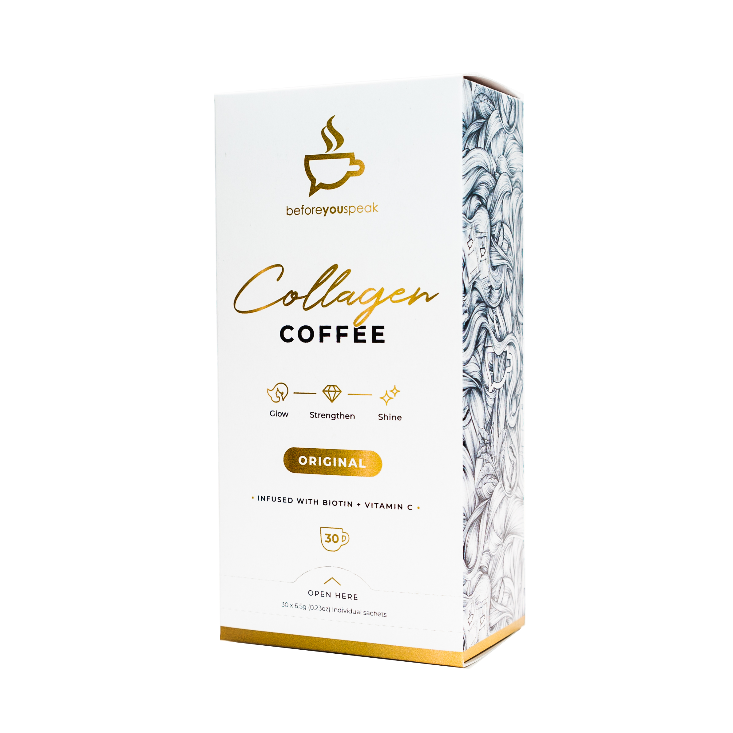 Before You Speak Glow Original Collagen Coffee - Skin-Boosting Drink for Beauty & Energy | Perfect for Morning Routine & Wellness Lovers