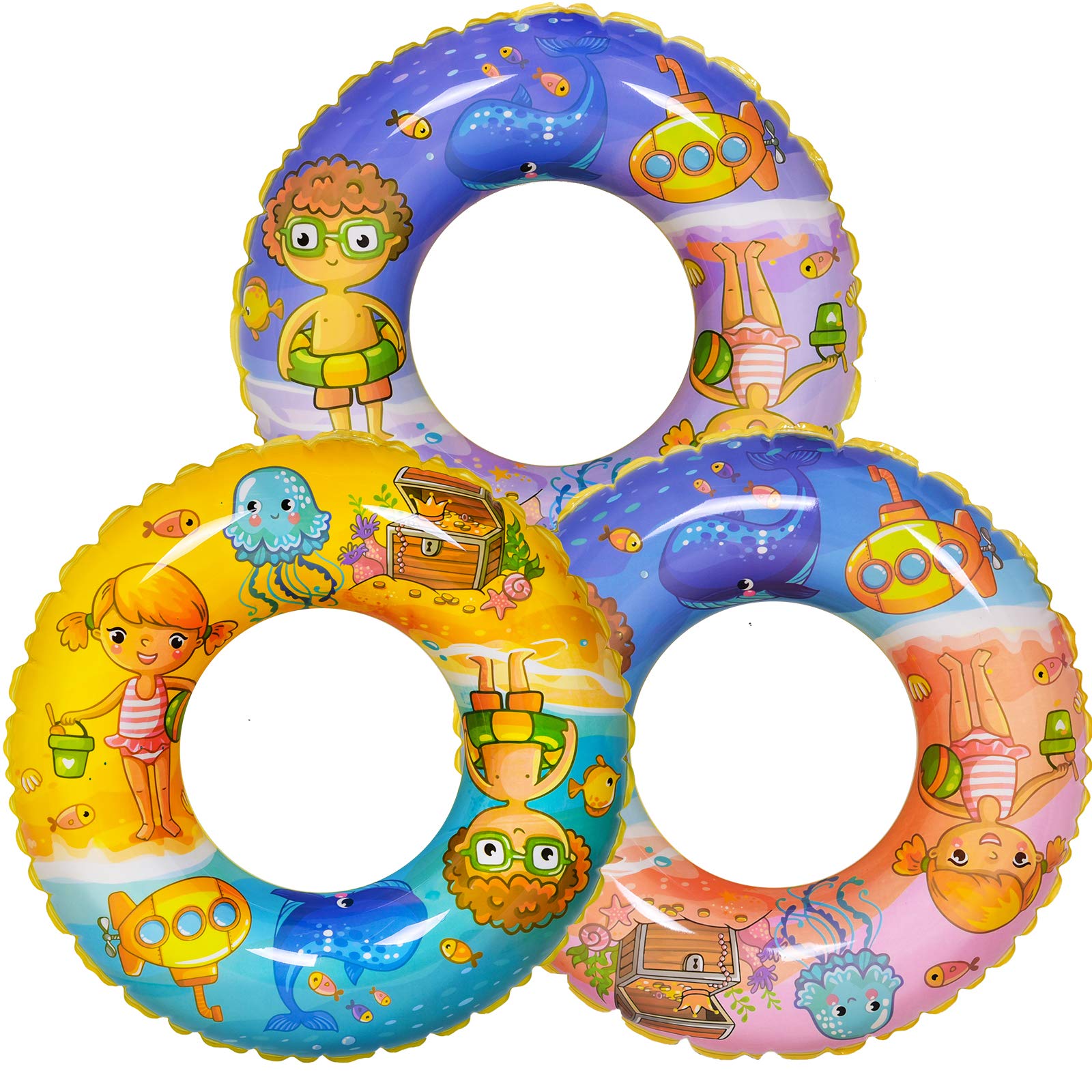 Best Inflatable Pool Floats (3-Pack) - Fun Swimming Rings for Kids & Adults - Summer Beach Water Toys - Perfect for Pool Parties, Beach Vacations & Backyard Fun