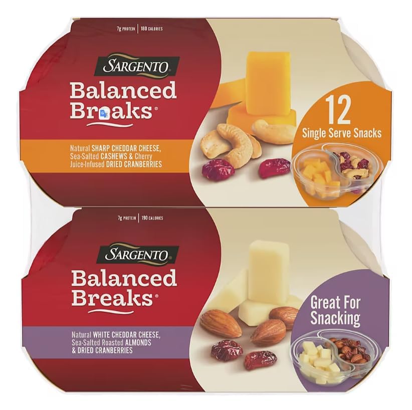 Sargento Balanced Breaks Cheese & Crackers Variety Pack - 12 Count (Pack of 2) | Healthy Snacks for Office, School Lunch, Travel & On-the-Go