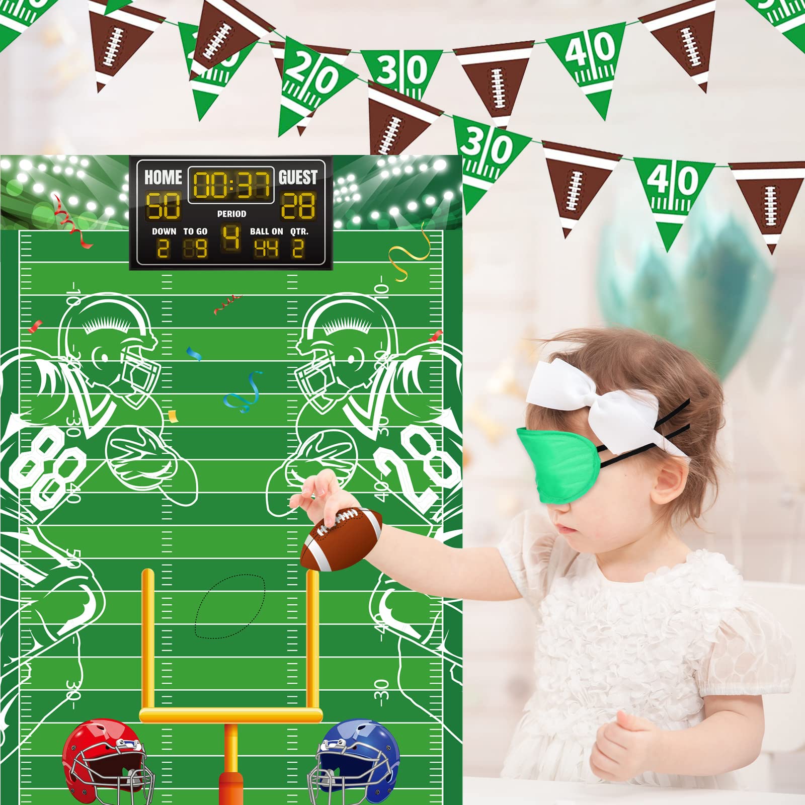 48 Pcs Football Party Stickers - Pin The Football Game for Kids Birthday Party Decorations & Activities - Large Goalpost Pin Game - Perfect for Sports Themed Parties, School Events & Family Game Nights