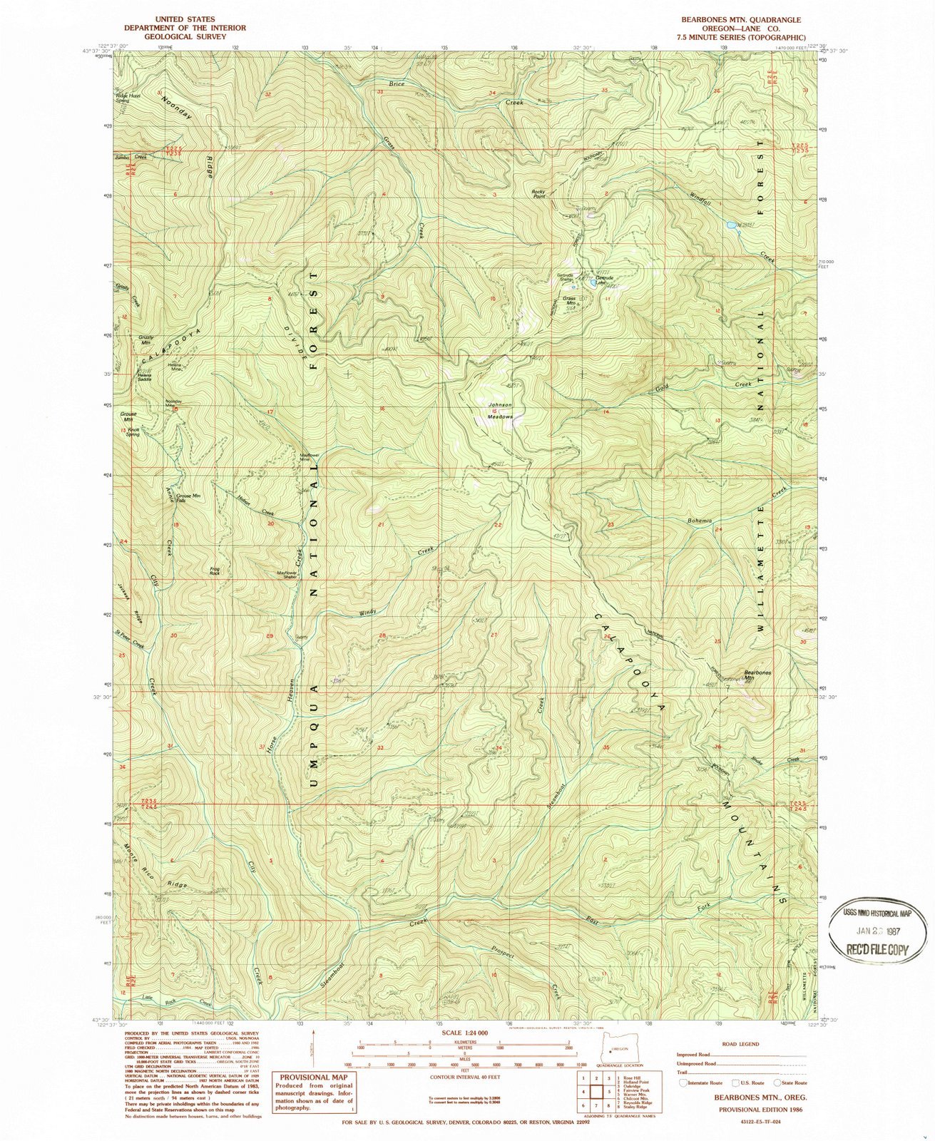 Vintage 1986 Bearbones Mountain Oregon USGS Topographic Map - Large 44x55 Inch Historical Wall Art for Home, Office & Cabin Decor - Perfect for Hiking Enthusiasts & Nature Lovers